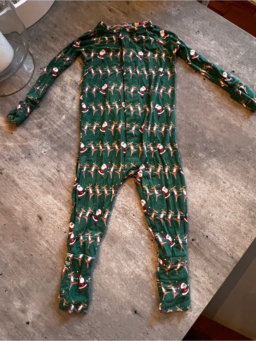Magnetic Me Green Santa & Reindeer One-Piece Footie Pajamas
